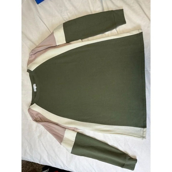 Fitz & Eddi color blocking olive, pink, white size large crew neck extra soft - Picture 5 of 6